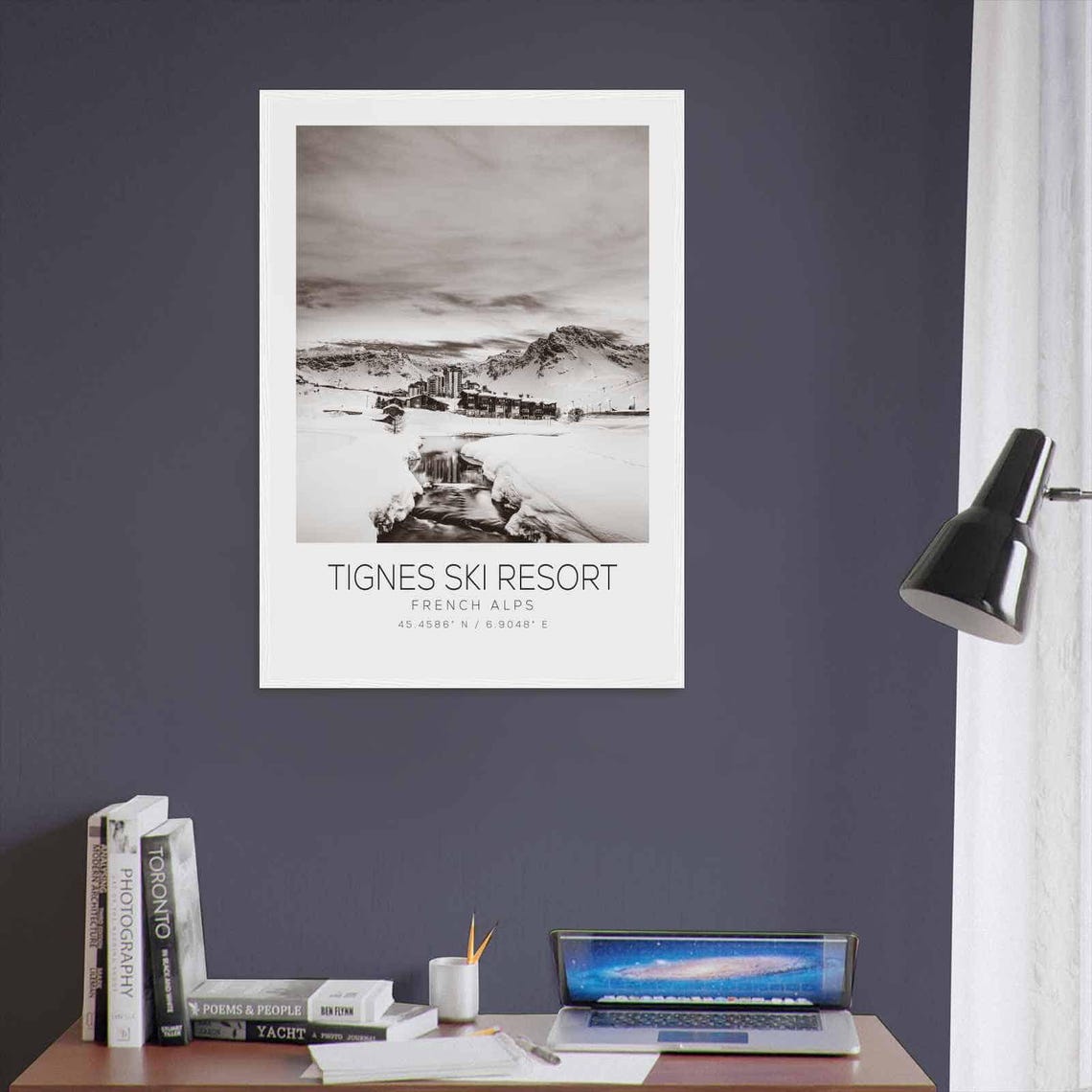 Tignes Ski Resort French Alps Travel Photo Poster Bw Tignes Ski Resort Travel Print Minimalist Travel Poster Print - Image 3