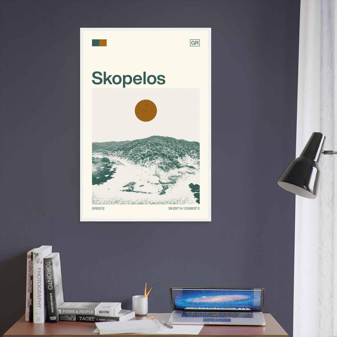Skopelos Greece Forested Headland Cove Sun Duotone Travel Poster - Image 3