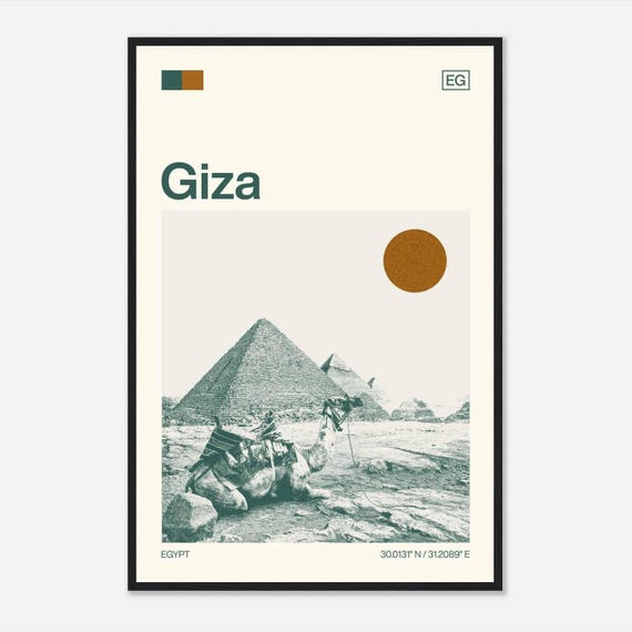Giza Egypt Minimalist Monochrome Travel Photo Poster