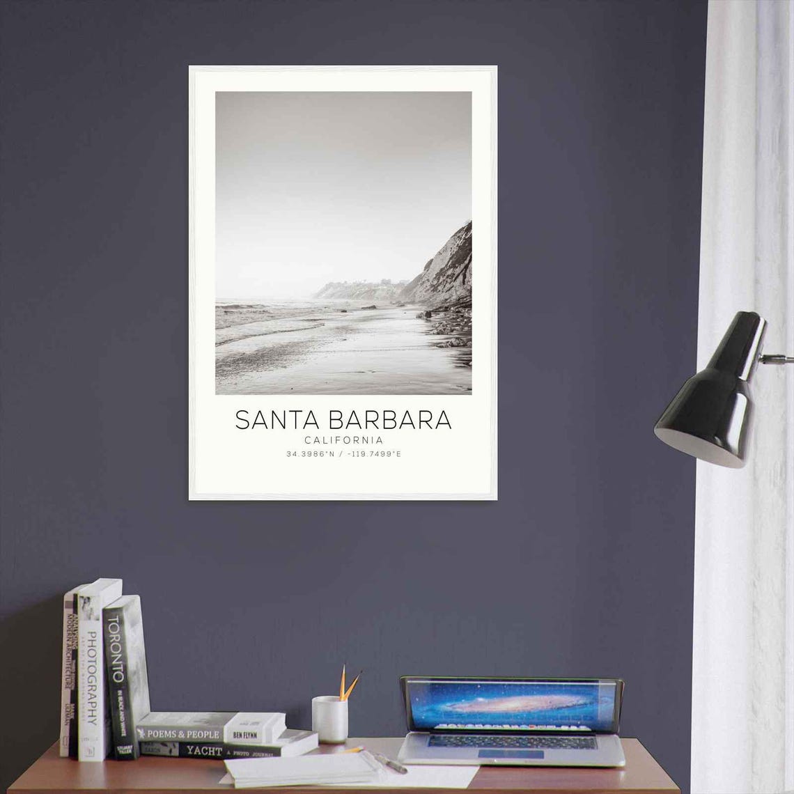 Santa Barbara California Rocky Cliff Beach Coastline Photo Poster - Image 3