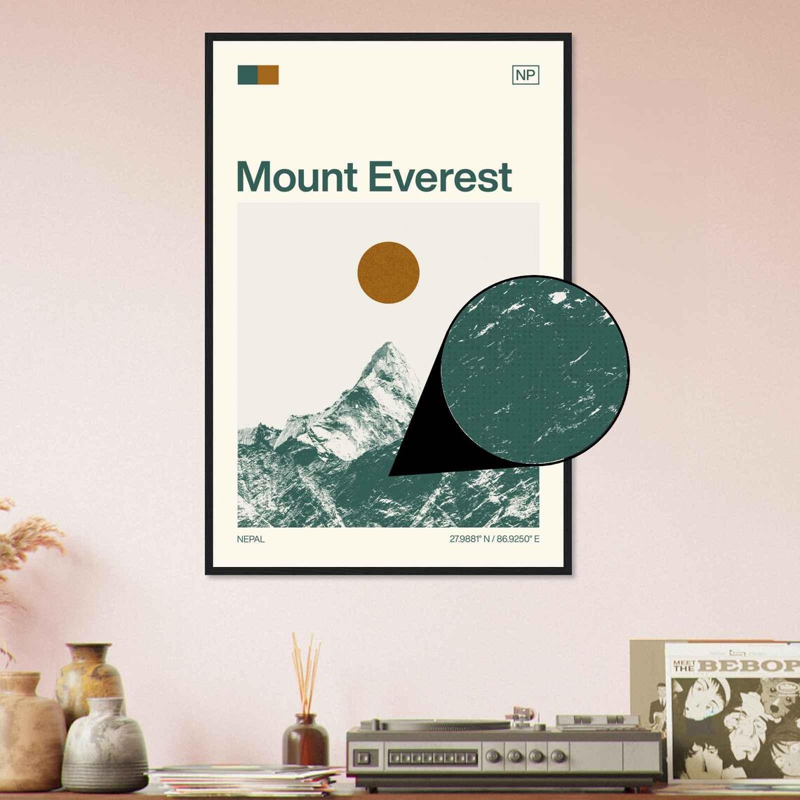 Mount Everest Nepal Himalaya Snow Peak Minimalist Travel Poster - Image 4