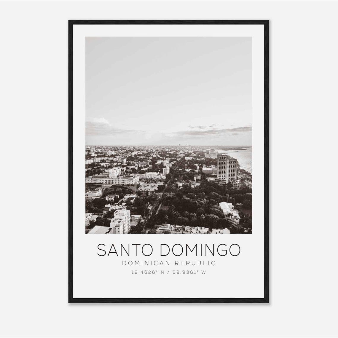 Santo Domingo Dominican Republic Travel Photo Poster Bw Santo Domingo Travel Print Minimalist Travel Poster Print