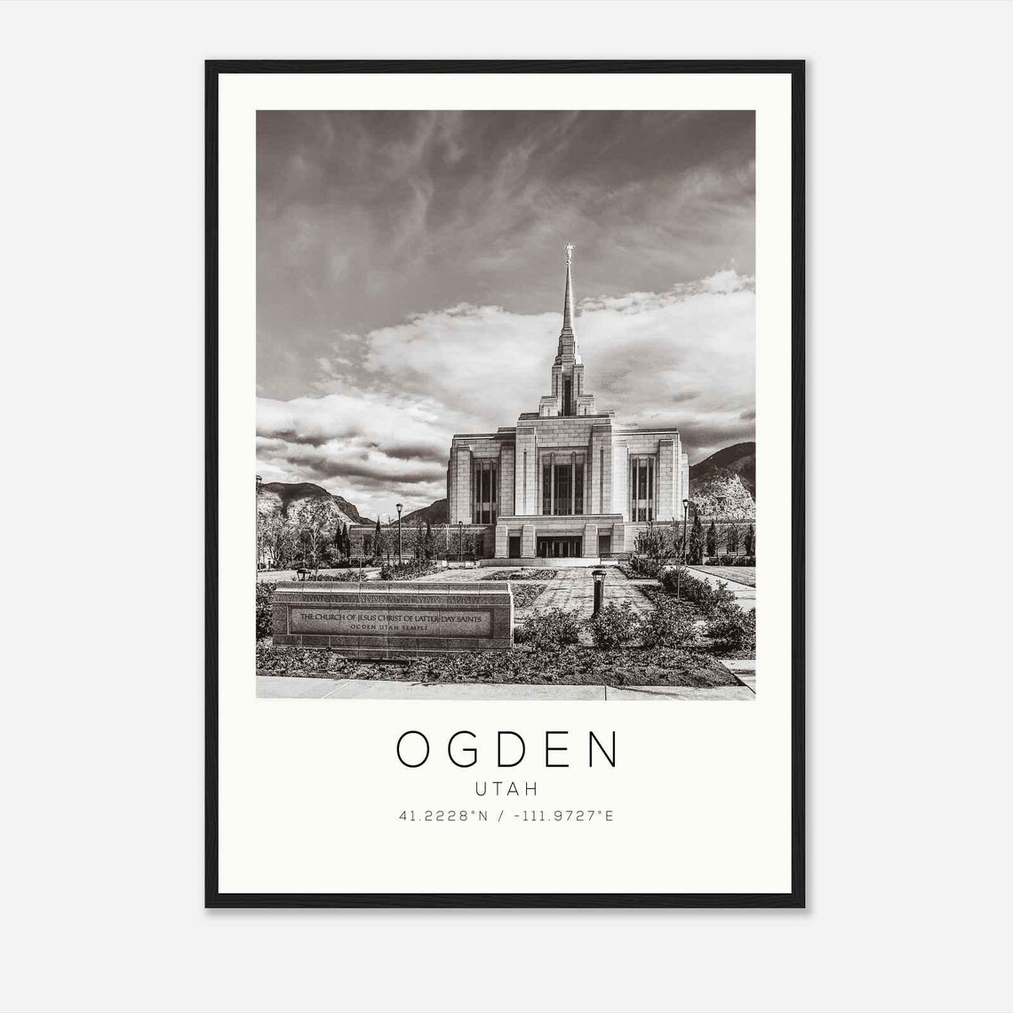 Ogden Utah Temple Historic Landmark Minimalist Travel Poster