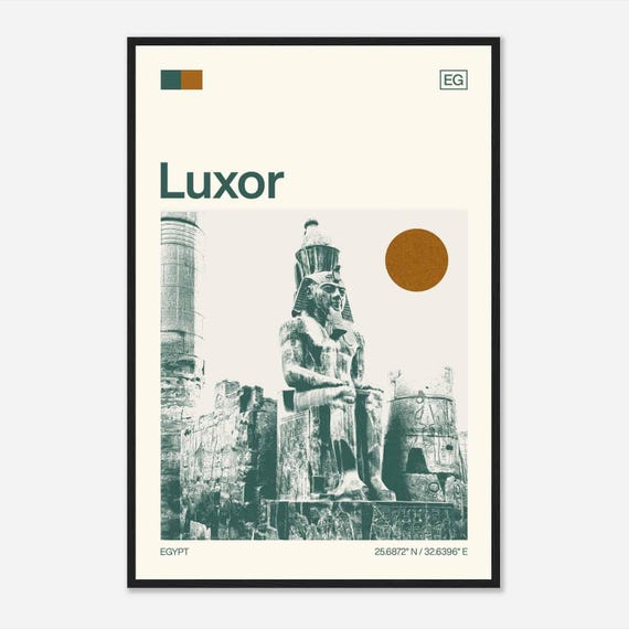 Luxor Egypt Minimalist Monochrome Travel Photo Poster