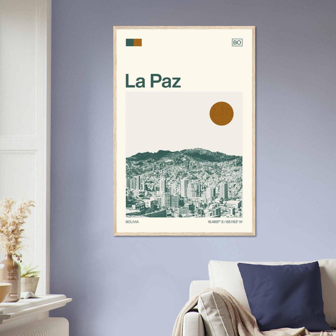La Paz Bolivia Andes Valley Cityscape Panorama Duotone Travel Poster - Image 2