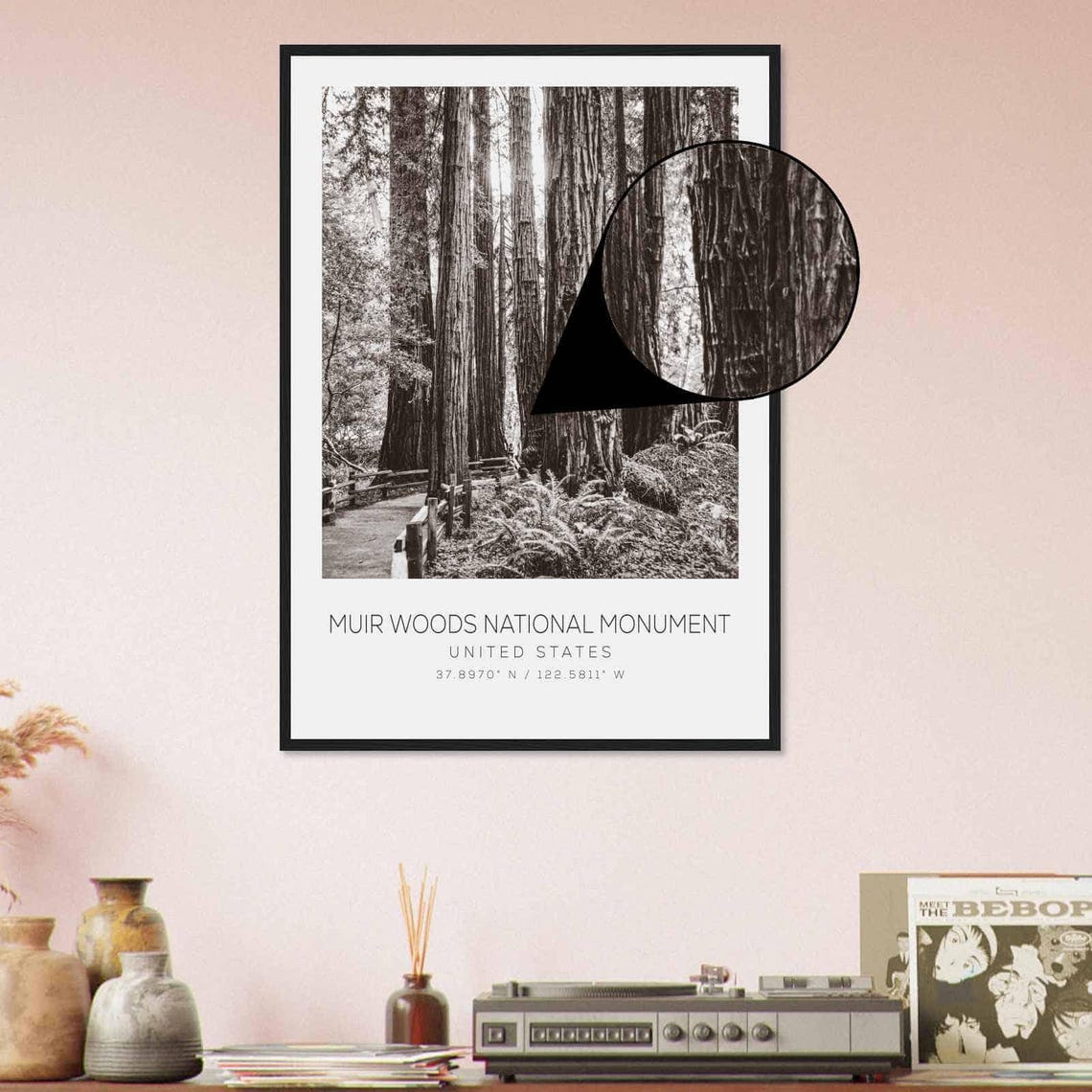 Muir Woods National Monument United States Travel Photo Poster Bw Muir Woods National Monument Travel Print Minimalist Travel Poster Print - Image 4