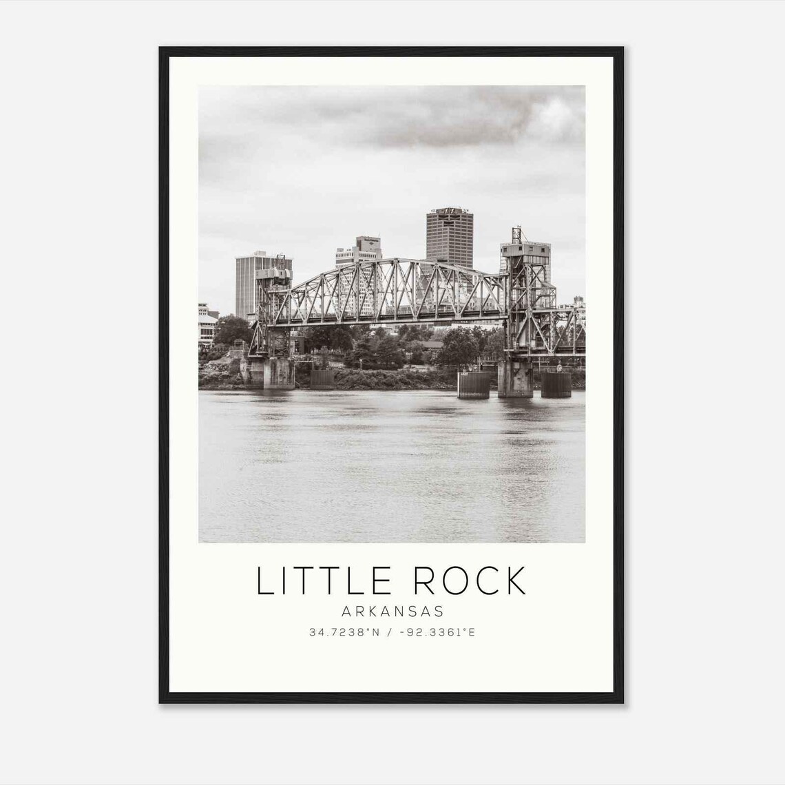 Little Rock Arkansas Steel Truss River Bridge Skyline Photo Poster