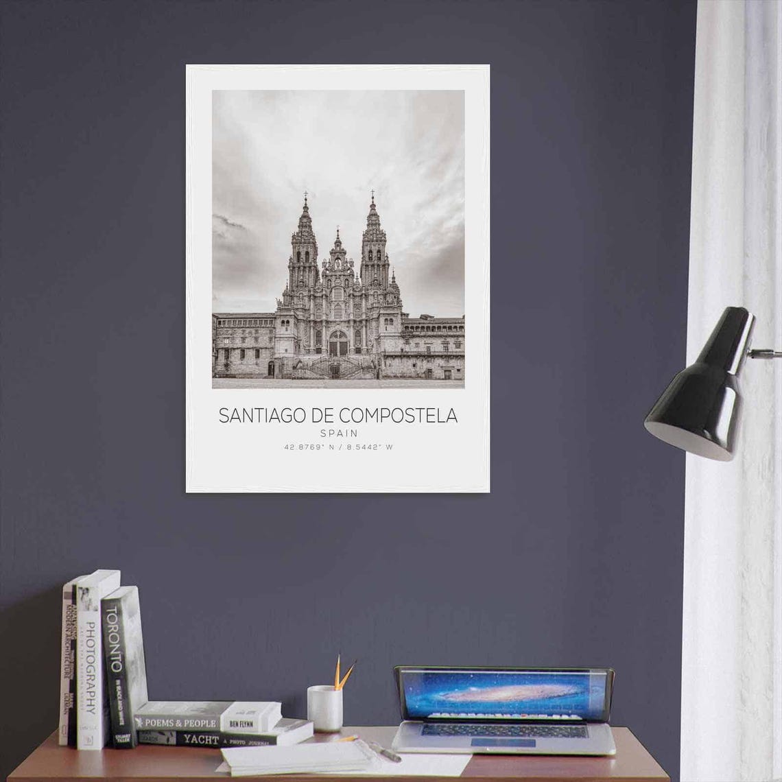 Santiago de Compostela Spain Cathedral Facade Black and White Poster - Image 3