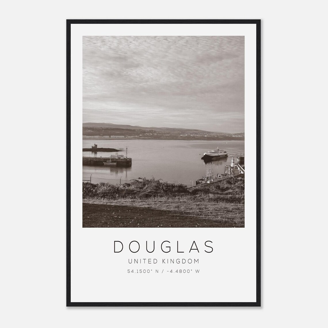Douglas Isle Of Man Minimalist Black And White Photo Travel Poster