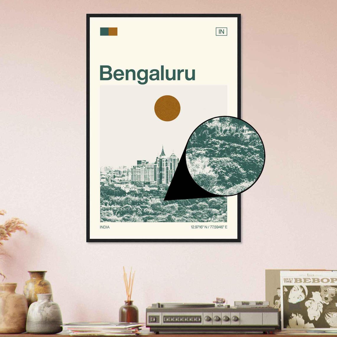 Bengaluru India Garden City Skyline Vintage Style Travel Poster - Image 4