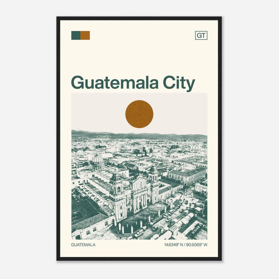 Guatemala City Guatemala Minimalist Monochrome Travel Photo Poster