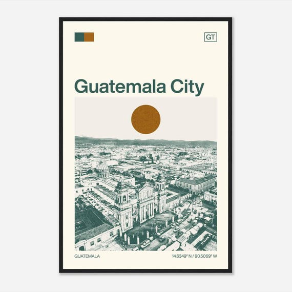 Guatemala City Guatemala Minimalist Monochrome Travel Photo Poster