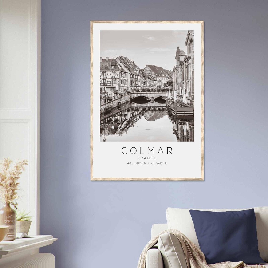 Colmar France Canal Half Timbered Houses Black and White Travel Poster - Image 2