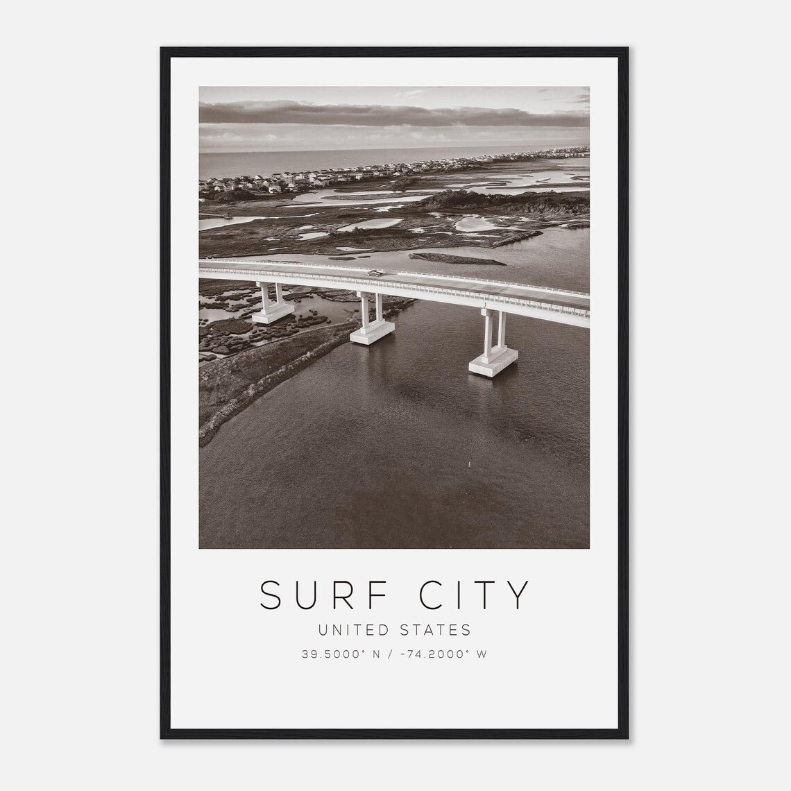 Surf City United States Travel Poster, Minimalist