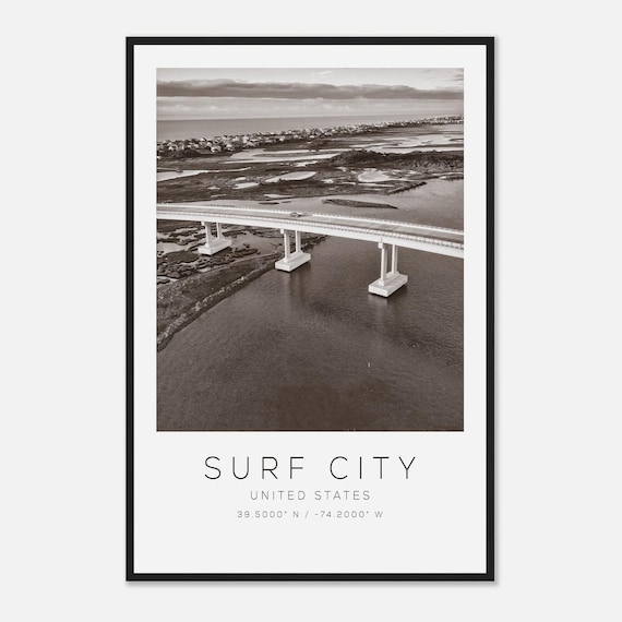 Surf City United States Travel Poster, Minimalist