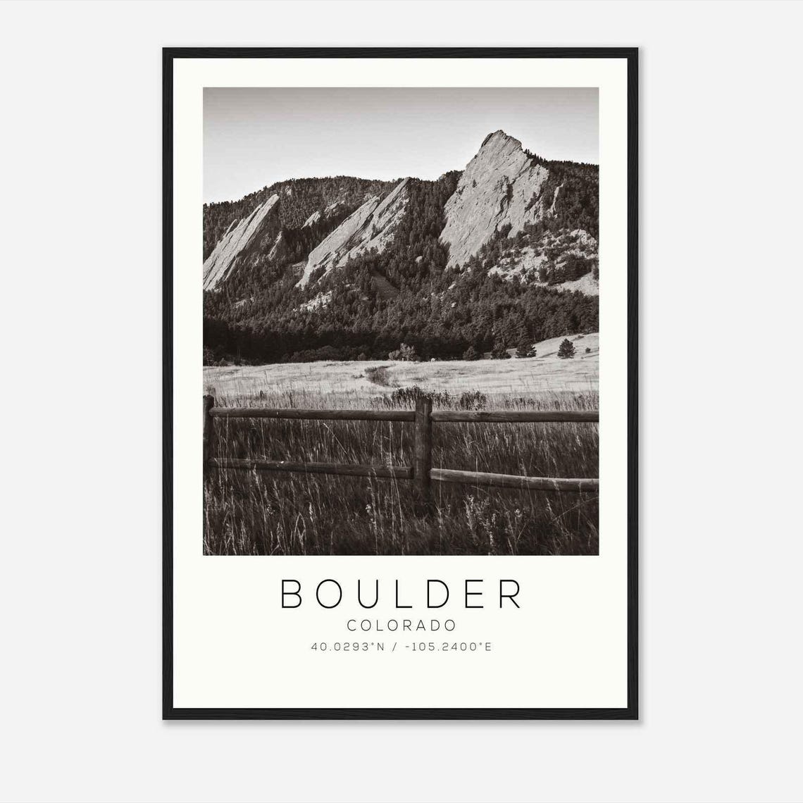 Boulder Colorado Flatirons Rock Formations Meadow Fence Poster