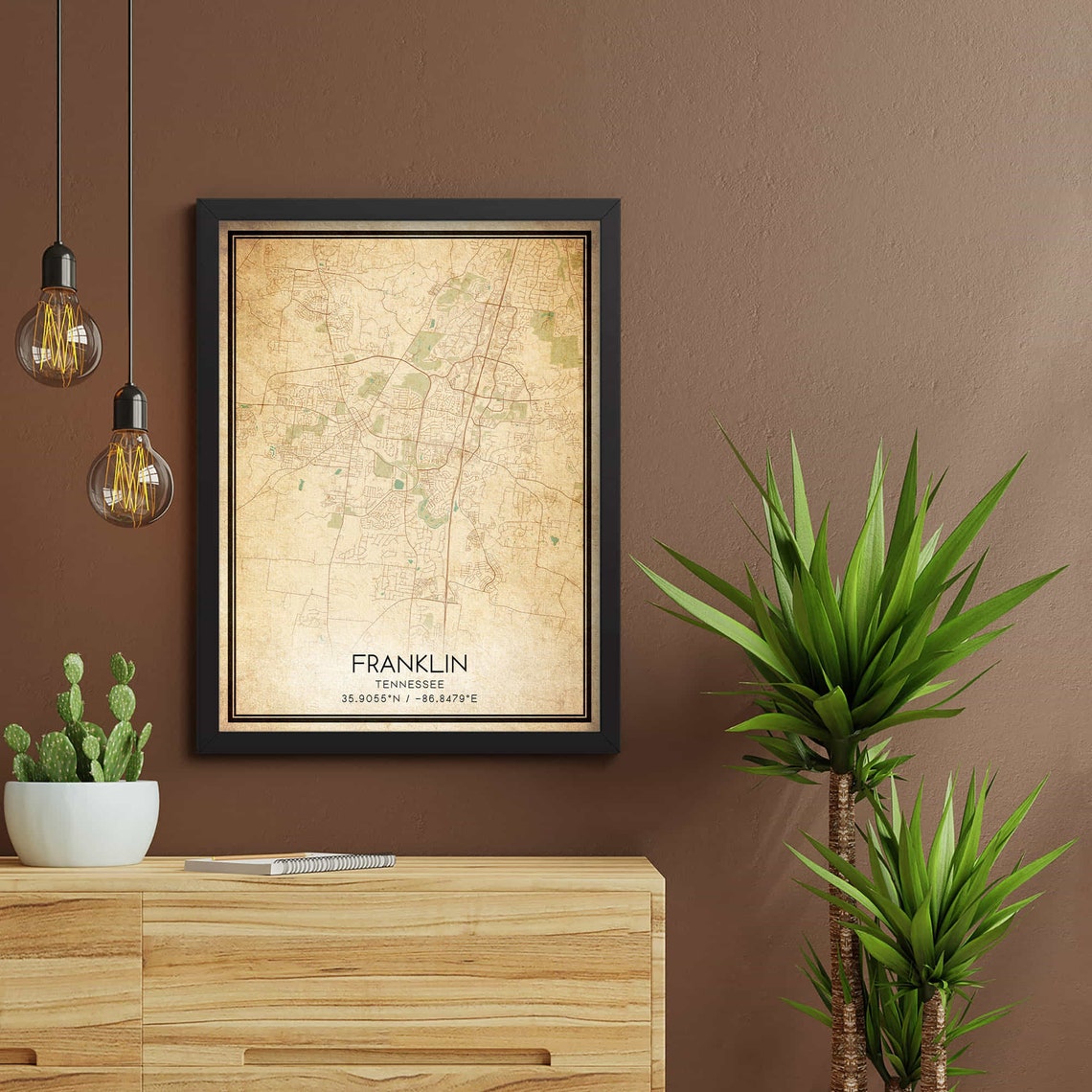 Franklin Tennessee Vintage City Street Map Home Decor Poster - Image 3