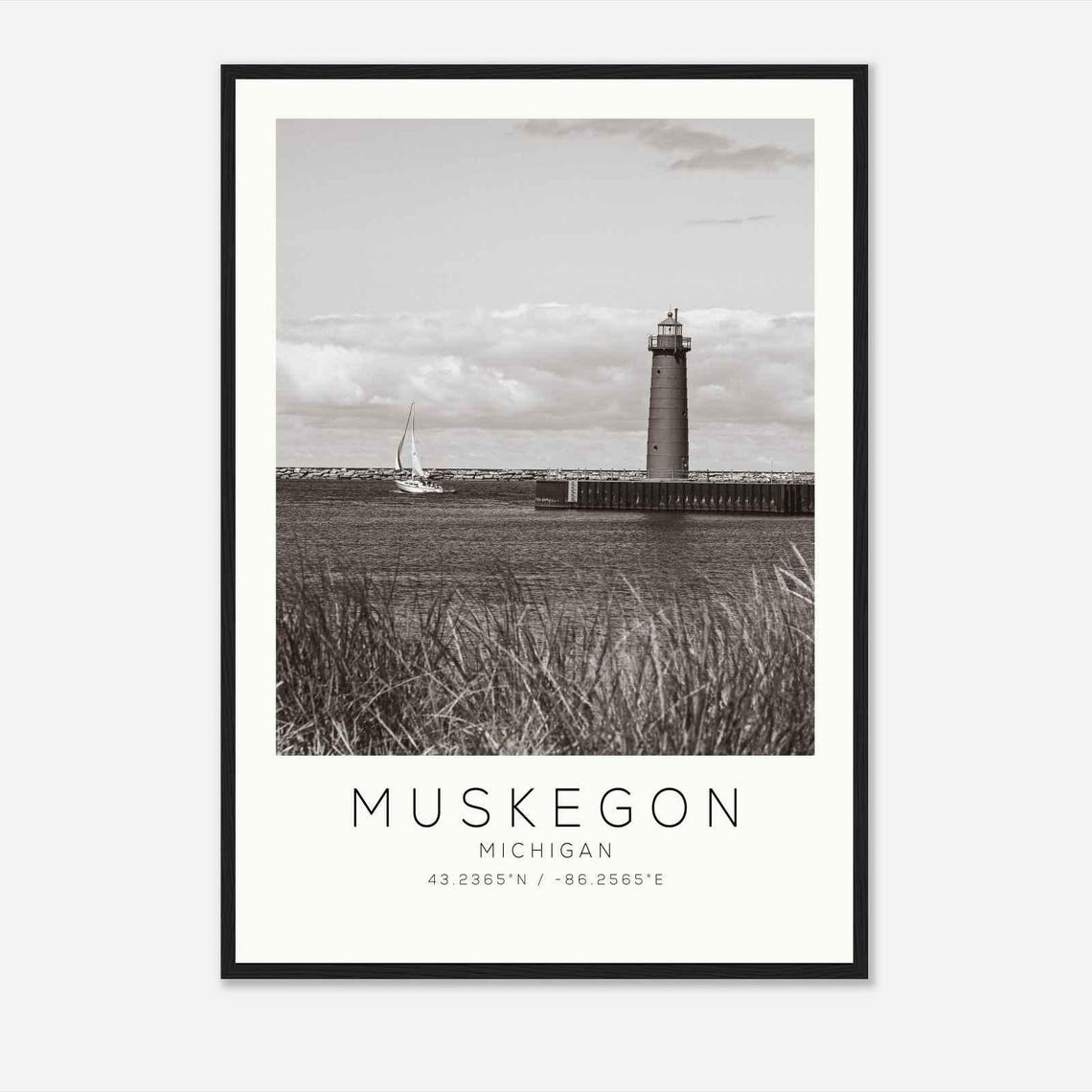 Muskegon Michigan Photo Travel Poster Muskegon Travel Print Minimalist Travel Print Ds2