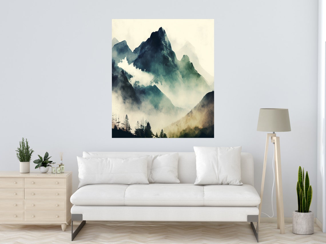 Smoky Moutain Wall Art Abstract Mountains Mountain Mountain Wall Art Mountain Landscape Mountain Watercolor - Image 6
