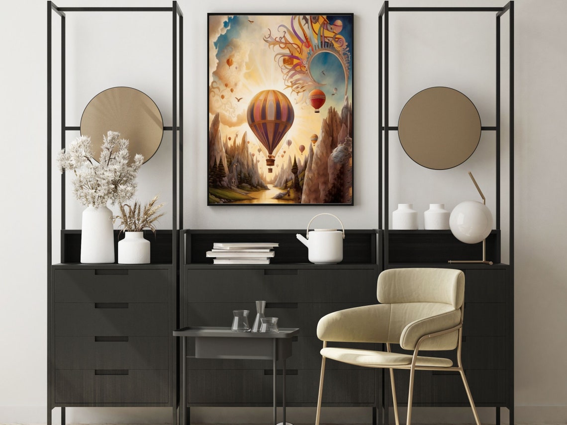 Colorful Wall Art Hot Air Balloon Prints Hot Air Balloons Soaring In Colorful Mountain Wall Art - Image 5
