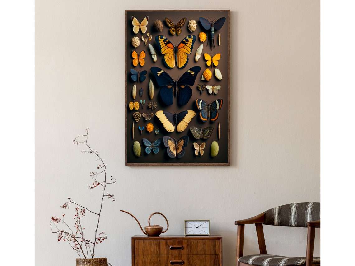 Butterfly Wall Art Golden Butterfly Wall Hanging Butterfly Display Unique Wall Art Butterfly Art Prints - Image 5