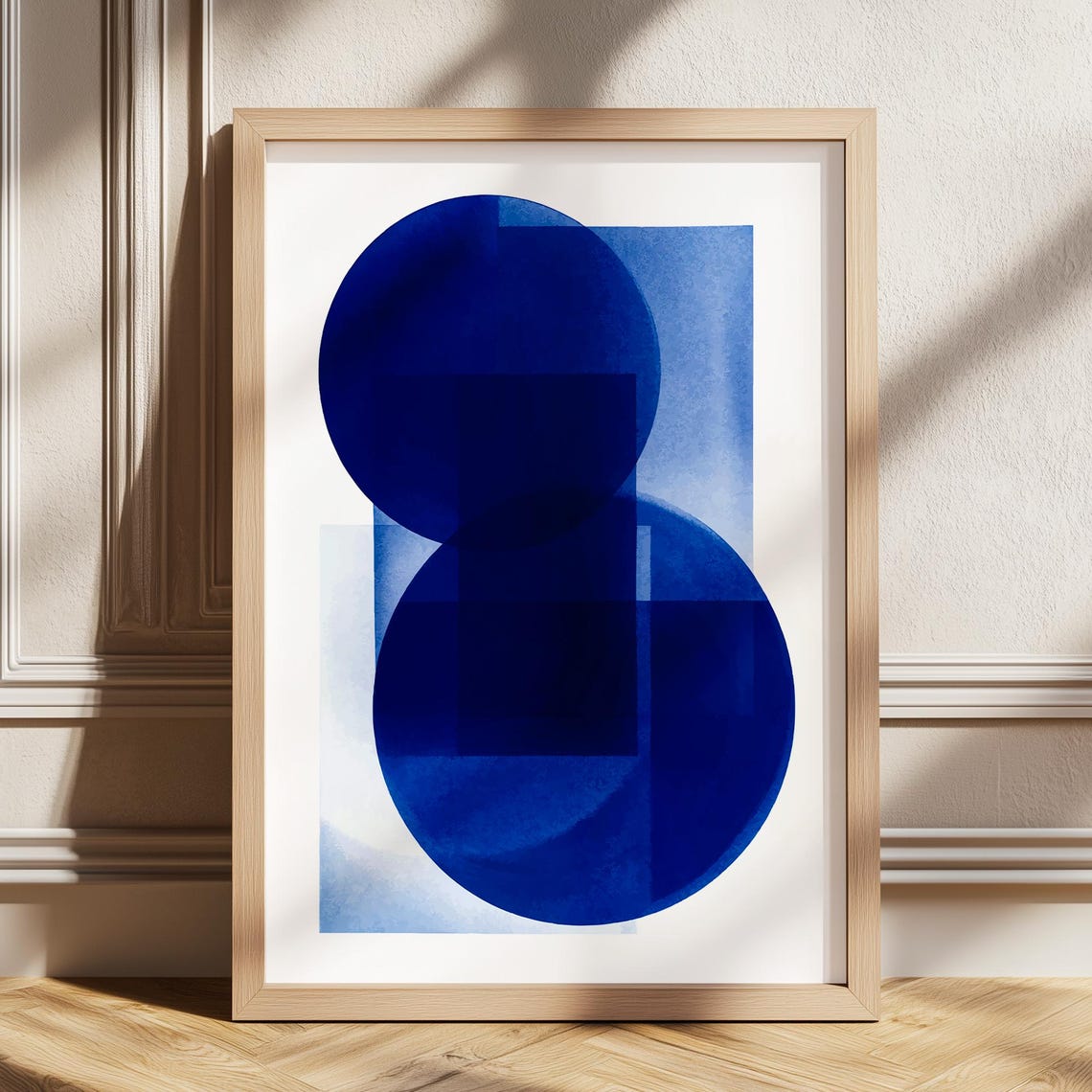 Royal Blue Abstract Geometric Circles Modern Minimalist Poster
