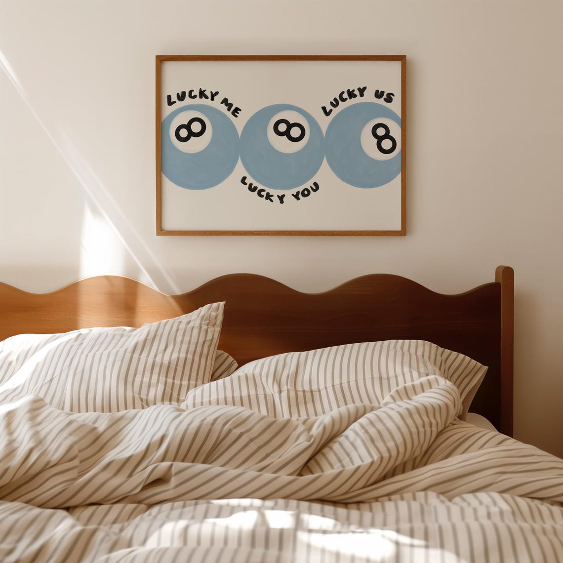 Lucky Me Lucky You Lucky Us 8 Ball Light Blue Retro Wall Poster