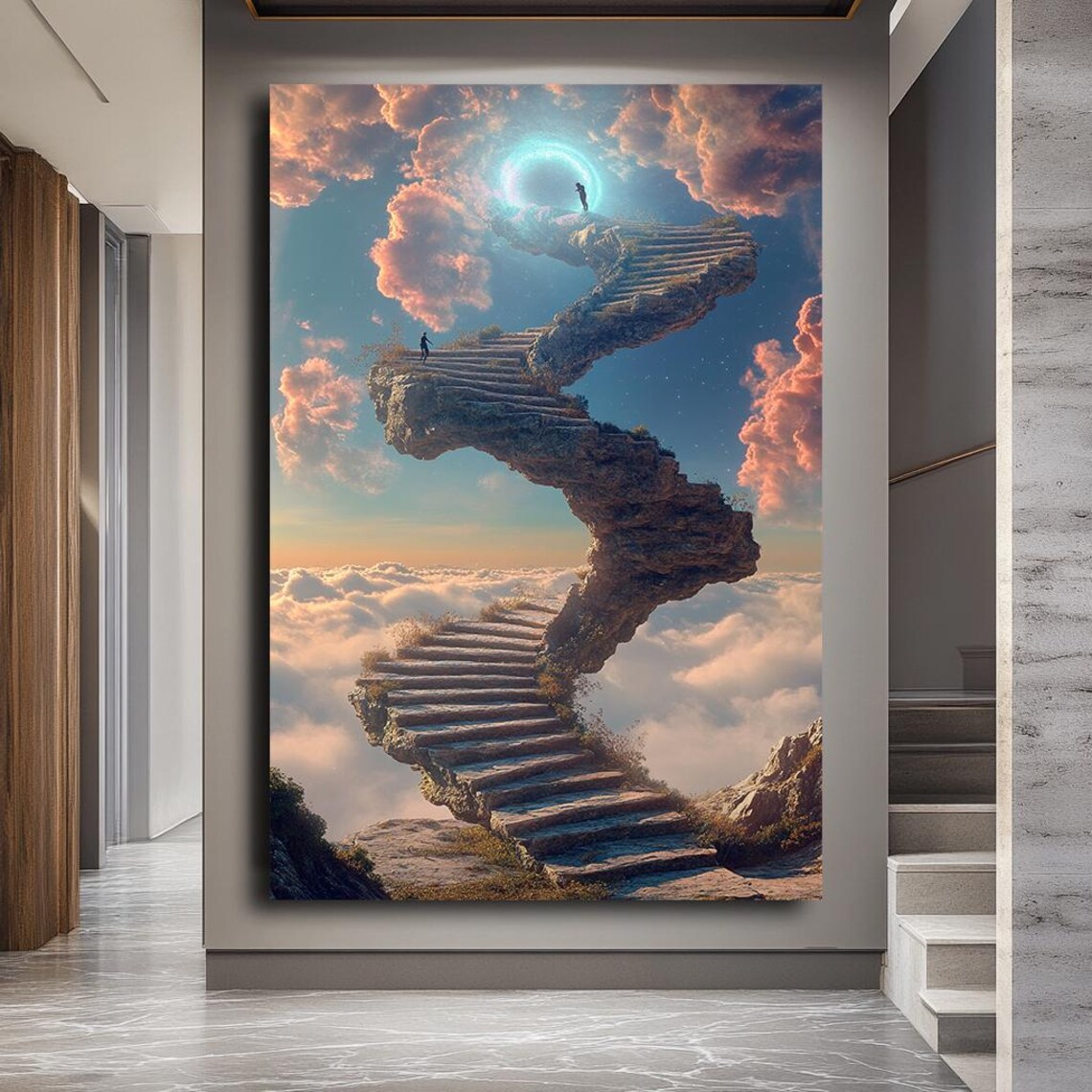 Stairway To Heaven Surreal Fantasy Art Print - Image 3
