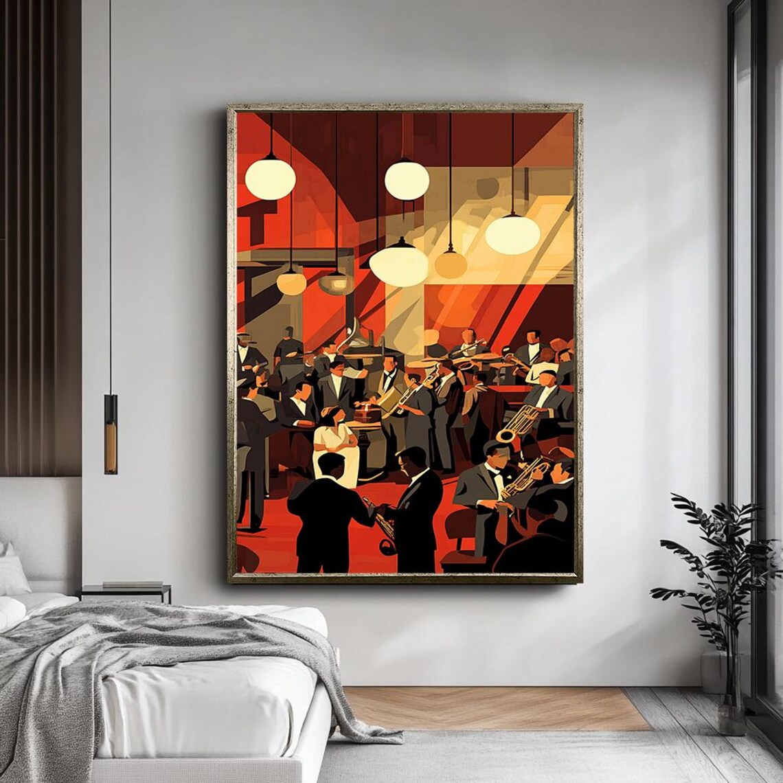 Vintage Jazz Club Band Musicians Warm Lights Retro Music Poster - Image 4