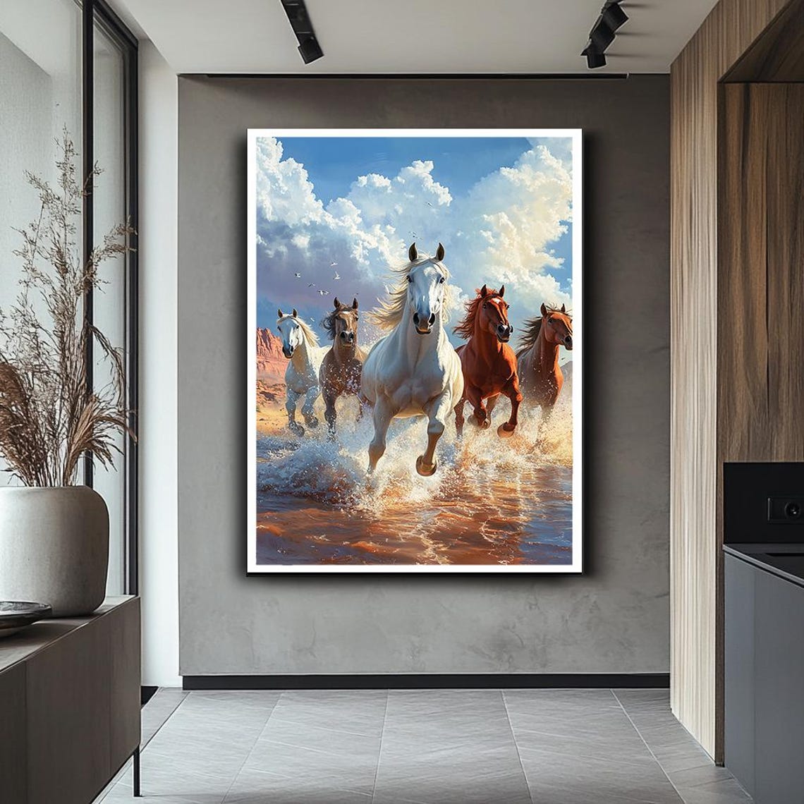 Wild Horses Galloping Through Water Majestic Western Animal Poster - Image 5