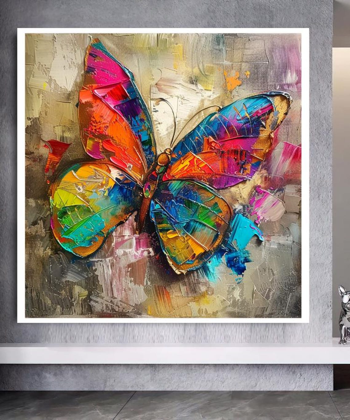 Colorful Abstract Butterfly Impasto Painting Vibrant Nature Art Poster - Image 3