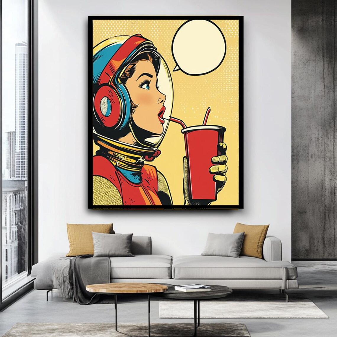 Space Girl Retro Pop Art Comic Style Art Print - Image 4