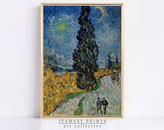 Cypresses Print Van Gogh Print Vintage Tree Print Impressionist Print French Landscape Painting Wall Art Art