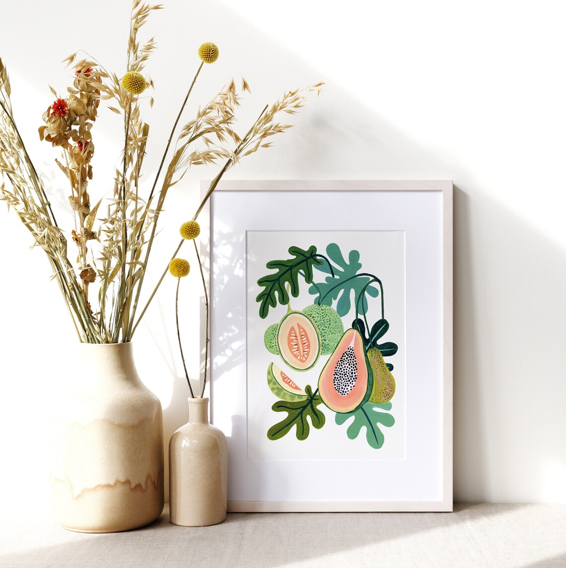 Papaya Melon Botanical Fruit Art Print, Kitchen Decor - Image 4