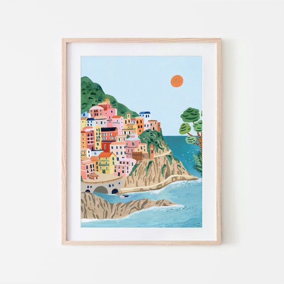 Cinque Terre Travel Poster, Italian Riviera