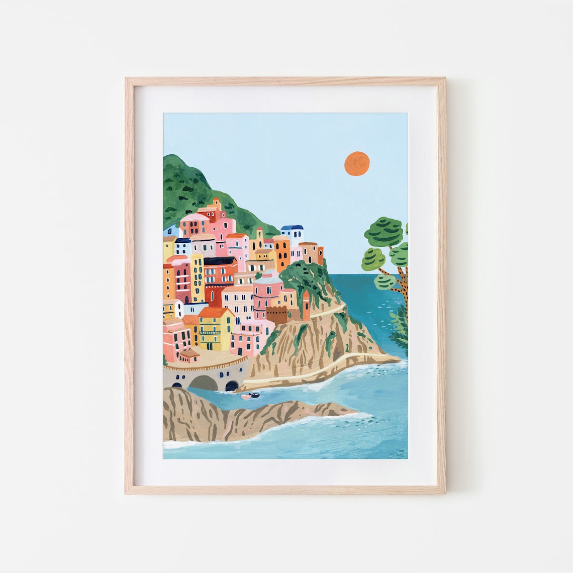 Cinque Terre Travel Poster, Italian Riviera