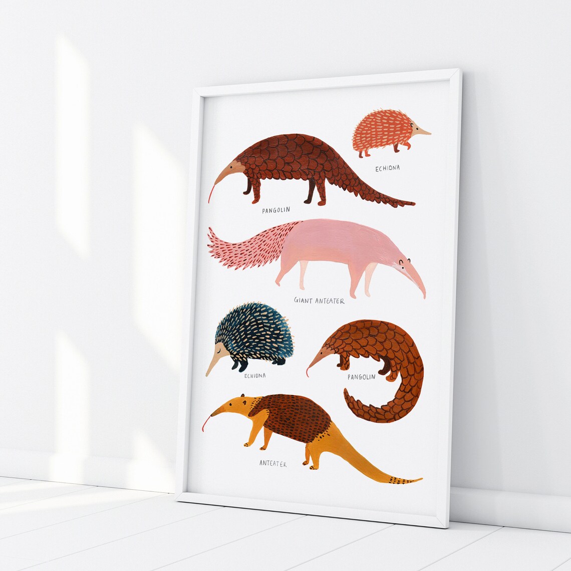 Pangolin, Anteater, and Echidna Nursery Art Print - Image 3