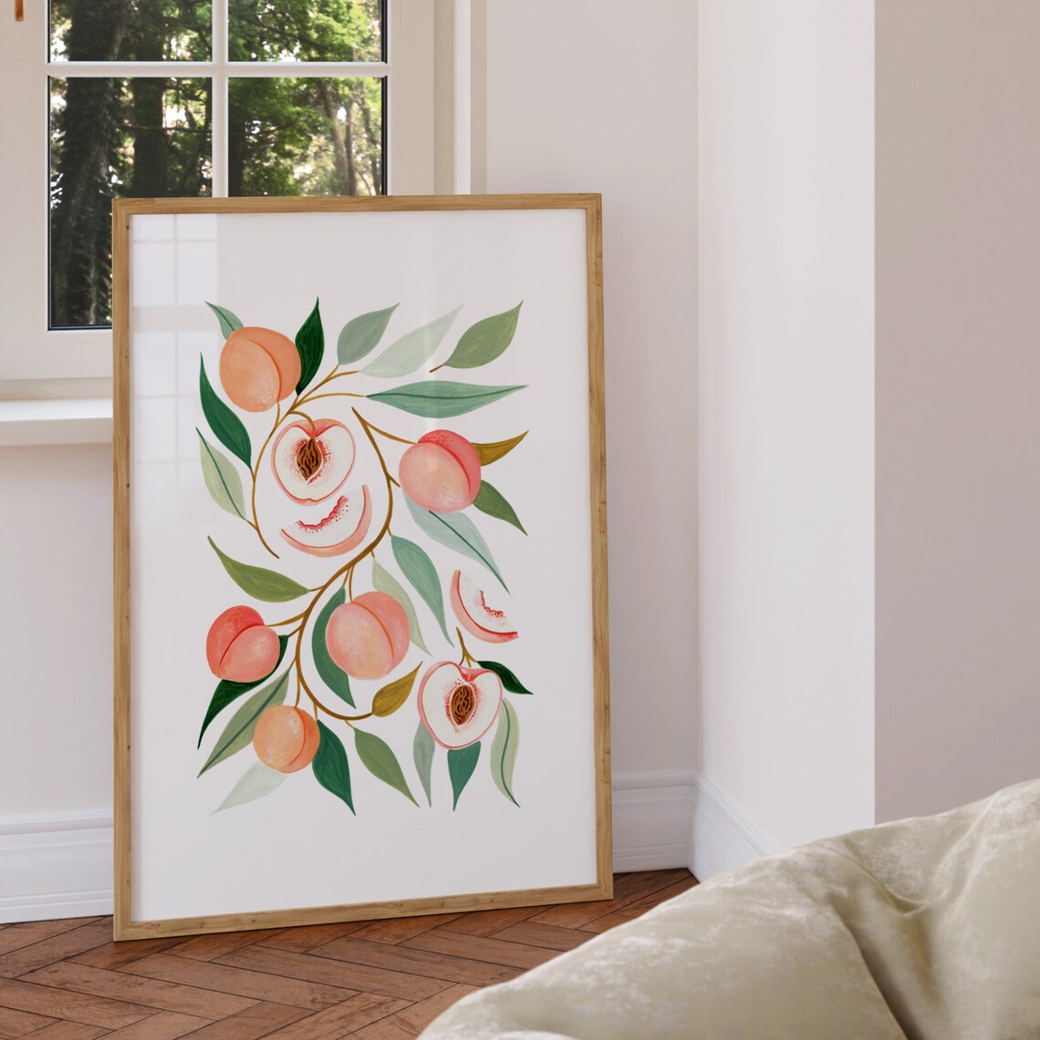 Peach Blooms Botanical Art Print, Modern Farmhouse - Image 4