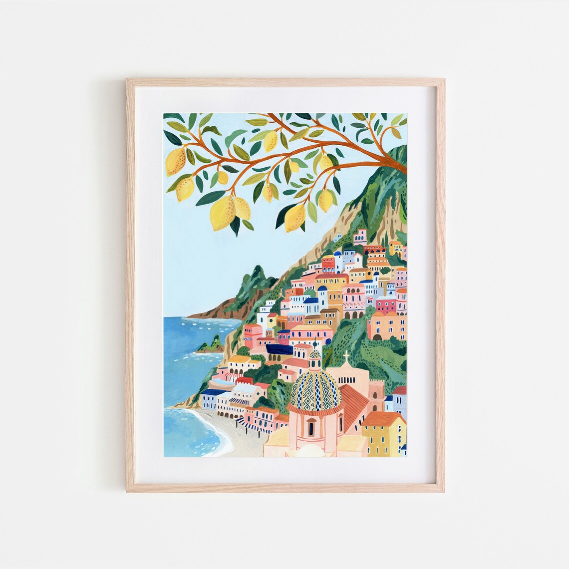 Positano Amalfi Coast Travel Poster, Italy