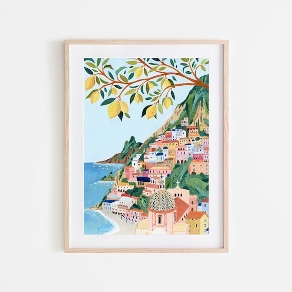 Positano Amalfi Coast Travel Poster, Italy