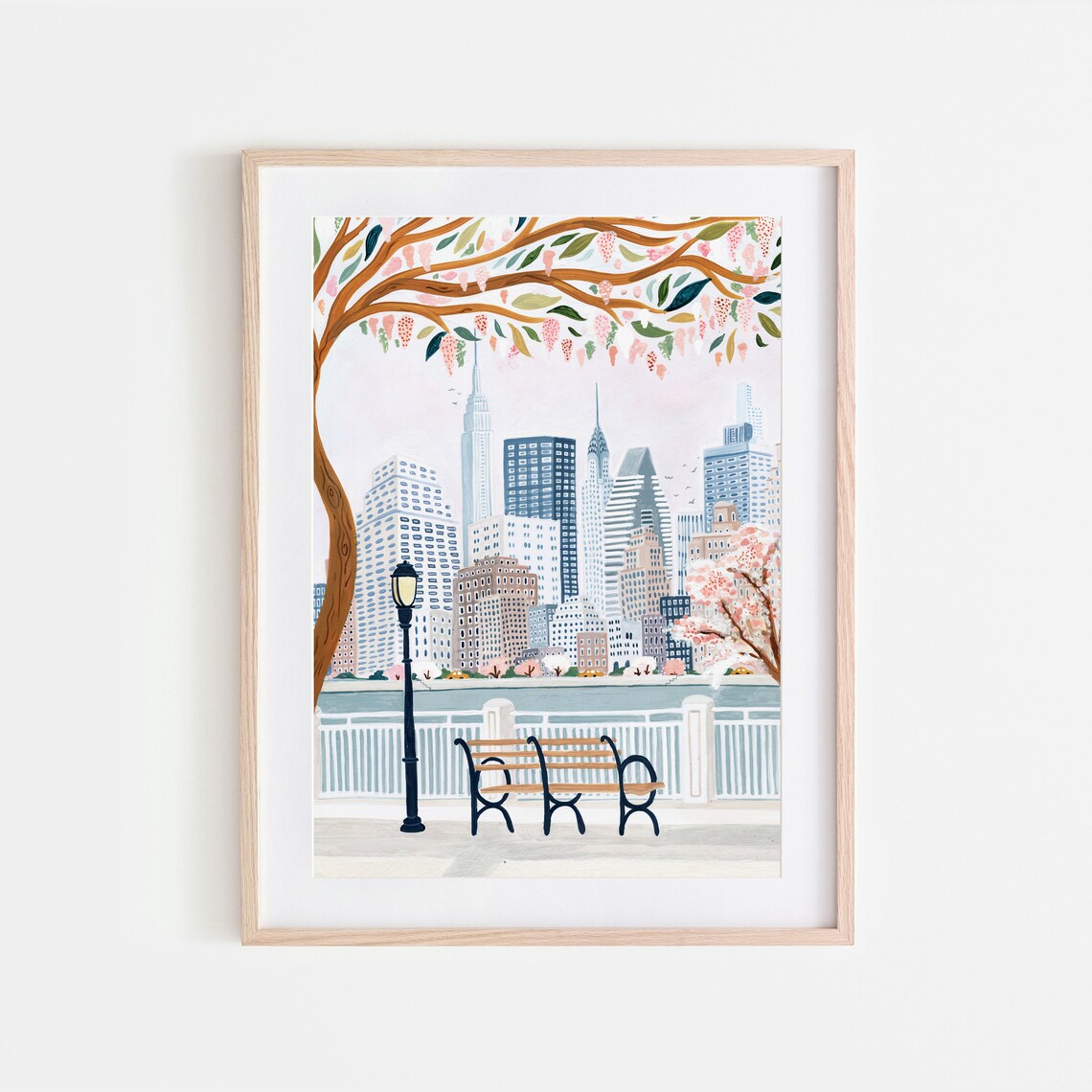 New York Skyline Travel Poster, America Wall Art