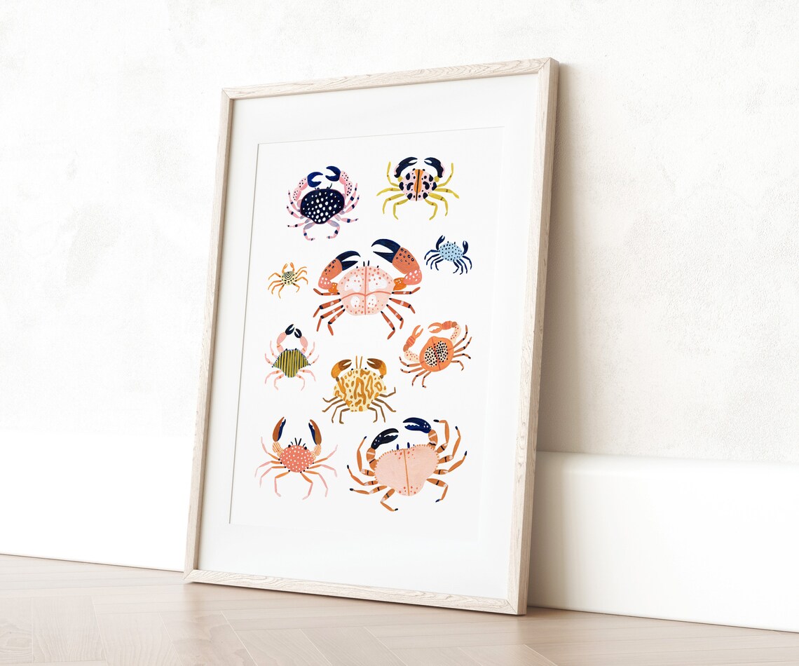 Crab Art Print, Nautical Nursery Decor - Image 3