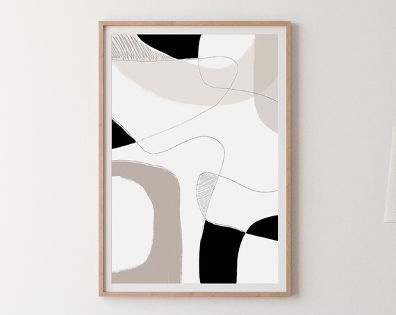 Brown Black Boho Line Art Modern Abstract Art Abstract Line Art Print Abstract Wall Art Minimalist Print Living Room Wall Art