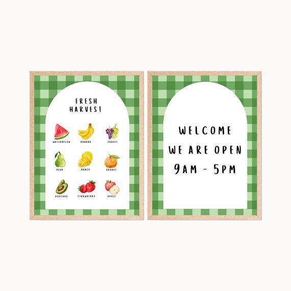 Kids Fruit Shop Menu Pretend Play Market Stall Role Play Menu Montessori Prints Playroom Prints Classroom Prints
