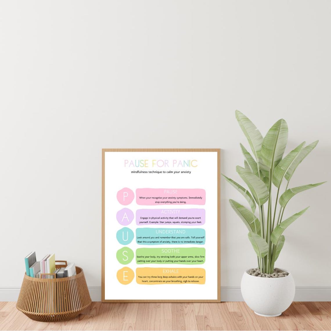 Pause For Panic Mindfulness Anxiety Relief Acronym Therapy Poster - Image 2