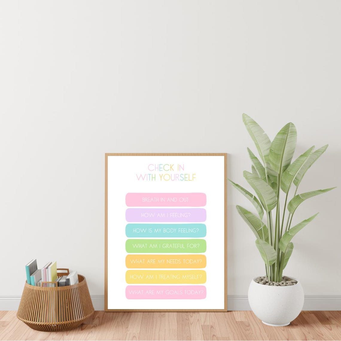Check In With Yourself Daily Self Care Questions Pastel Therapy Poster - Image 2