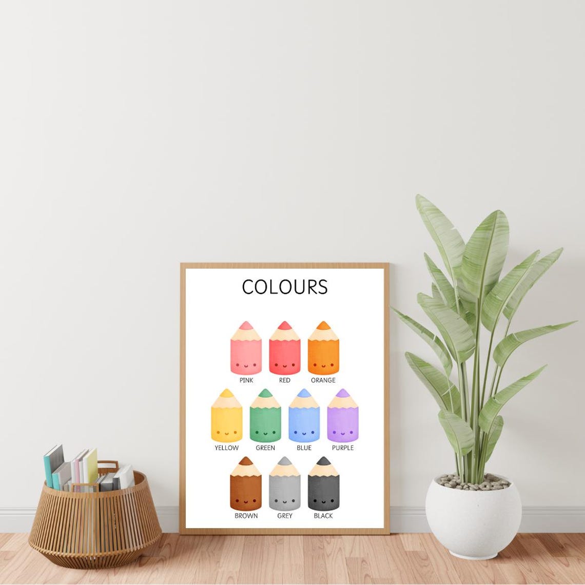 Crayon Colors Chart Kids Educational Poster US And UK Spellings - Image 2
