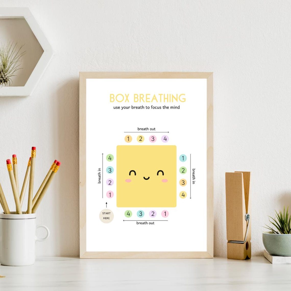 Box Breathing Calm Corner Poster for Kids Emotion Regulation Decor - Image 3