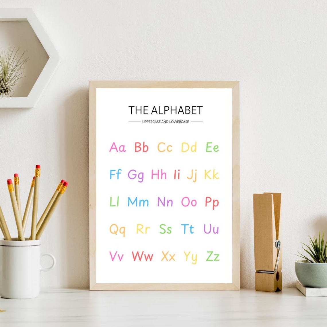 Rainbow Alphabet Uppercase Lowercase Colorful Letters Kids Room Poster - Image 3