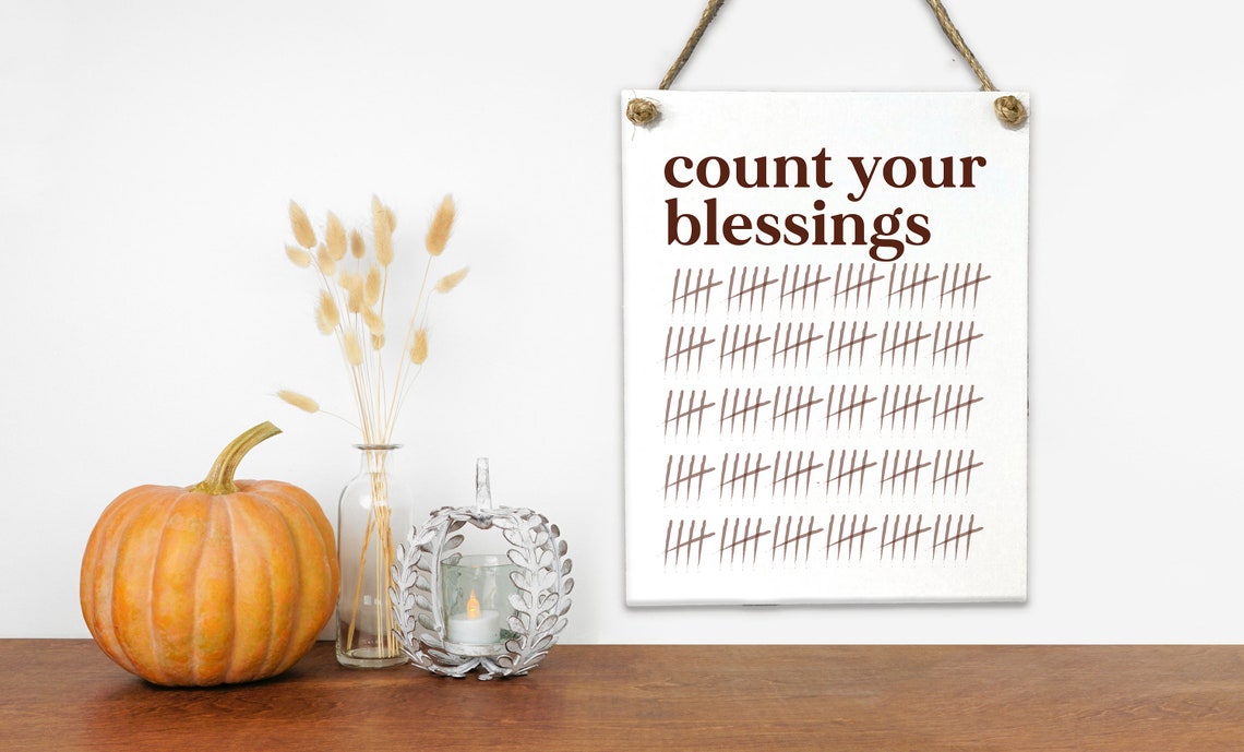 Count Your Blessings Tally Marks Thanksgiving Fall Sign Poster - Image 2